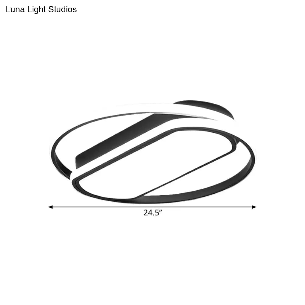 Contemporary Led Acrylic Flush Mount Lighting Black Ring And Rectangle Design