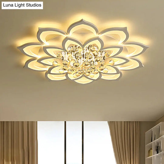 Contemporary Led Acrylic Flushmount Ceiling Light With Crystal Drop In Warm/White - 27/31.5 W White