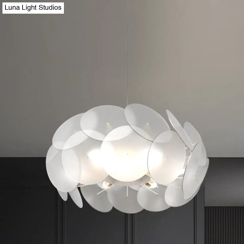 Contemporary Led Acrylic Pendant Lamp - Cloud-Like Design White Bedroom Lighting Kit
