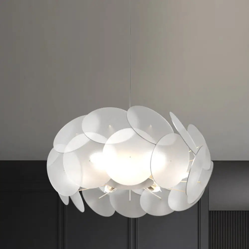 Contemporary Led Acrylic Hanging Light Kit - Cloud-Like White Ceiling Pendant For Bedroom