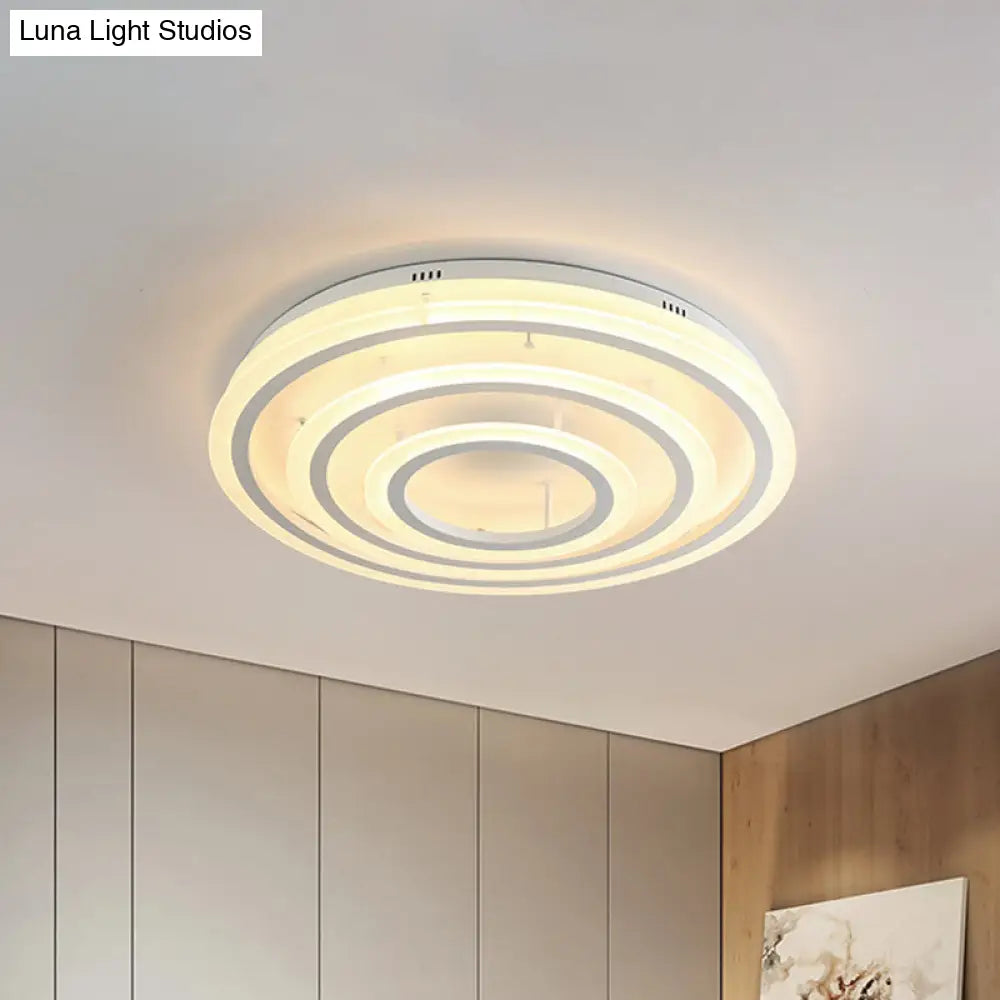 Contemporary Led Acrylic Hoop Ceiling Light In Warm/White - 18’/29.5’ Width