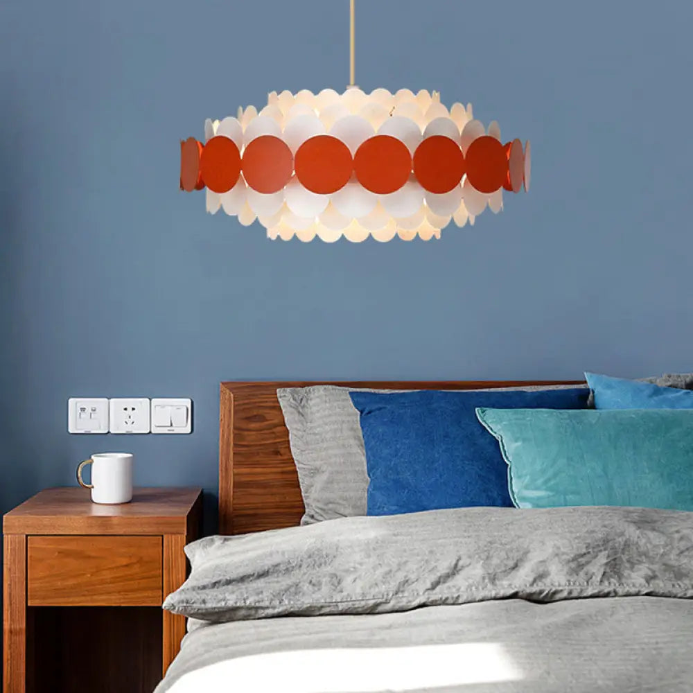 Contemporary Led Acrylic Oval Chandelier - Wide Black/Blue/Red Pendant Lamp Red / 16’