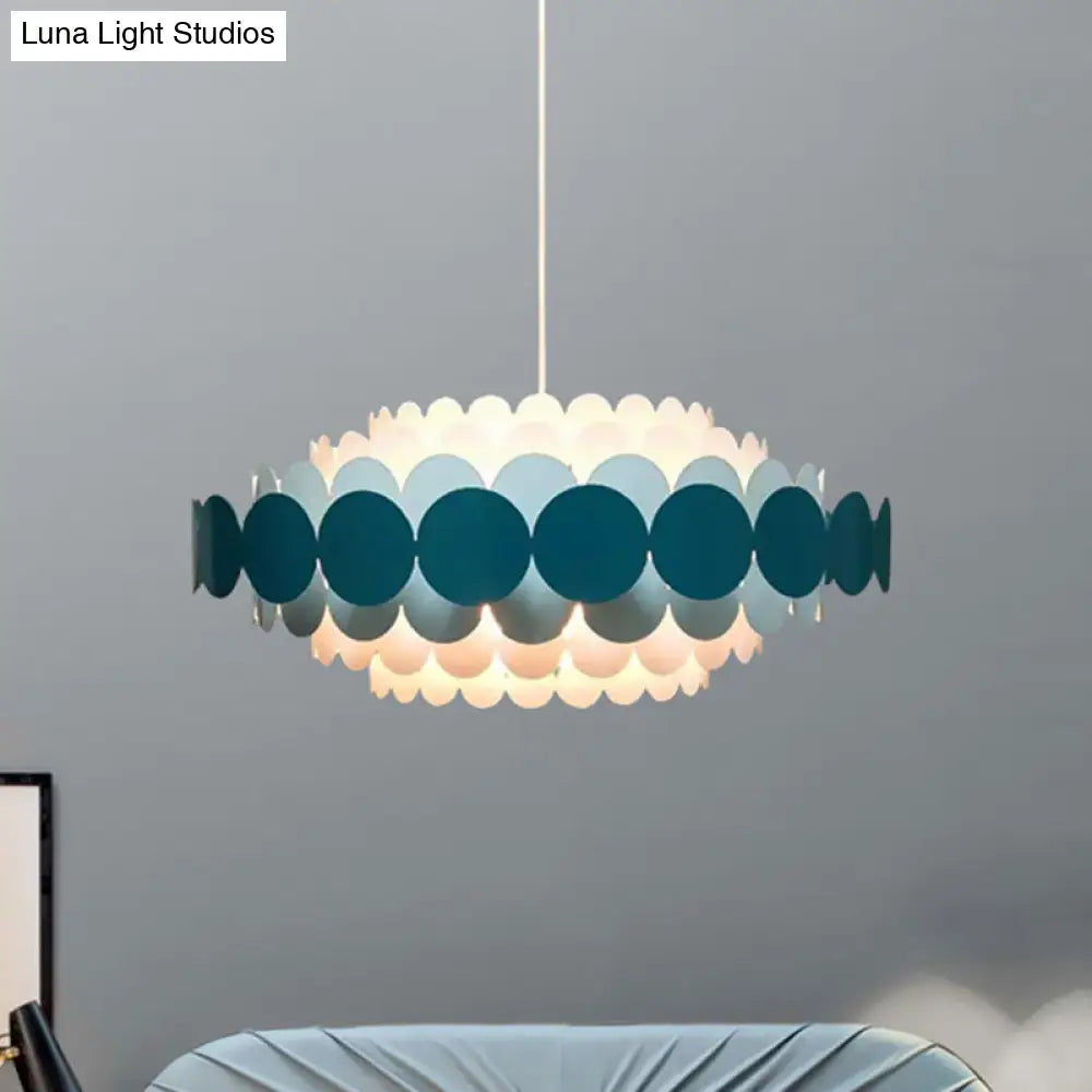 Contemporary Led Acrylic Oval Chandelier - Wide Black/Blue/Red Pendant Lamp