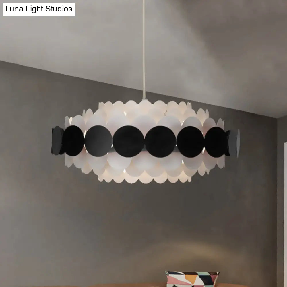 Contemporary Led Acrylic Oval Chandelier - Wide Black/Blue/Red Pendant Lamp