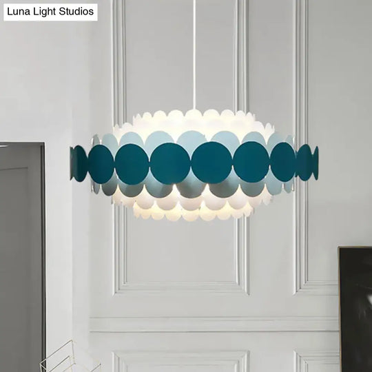 Contemporary Led Acrylic Oval Chandelier - Wide Black/Blue/Red Pendant Lamp