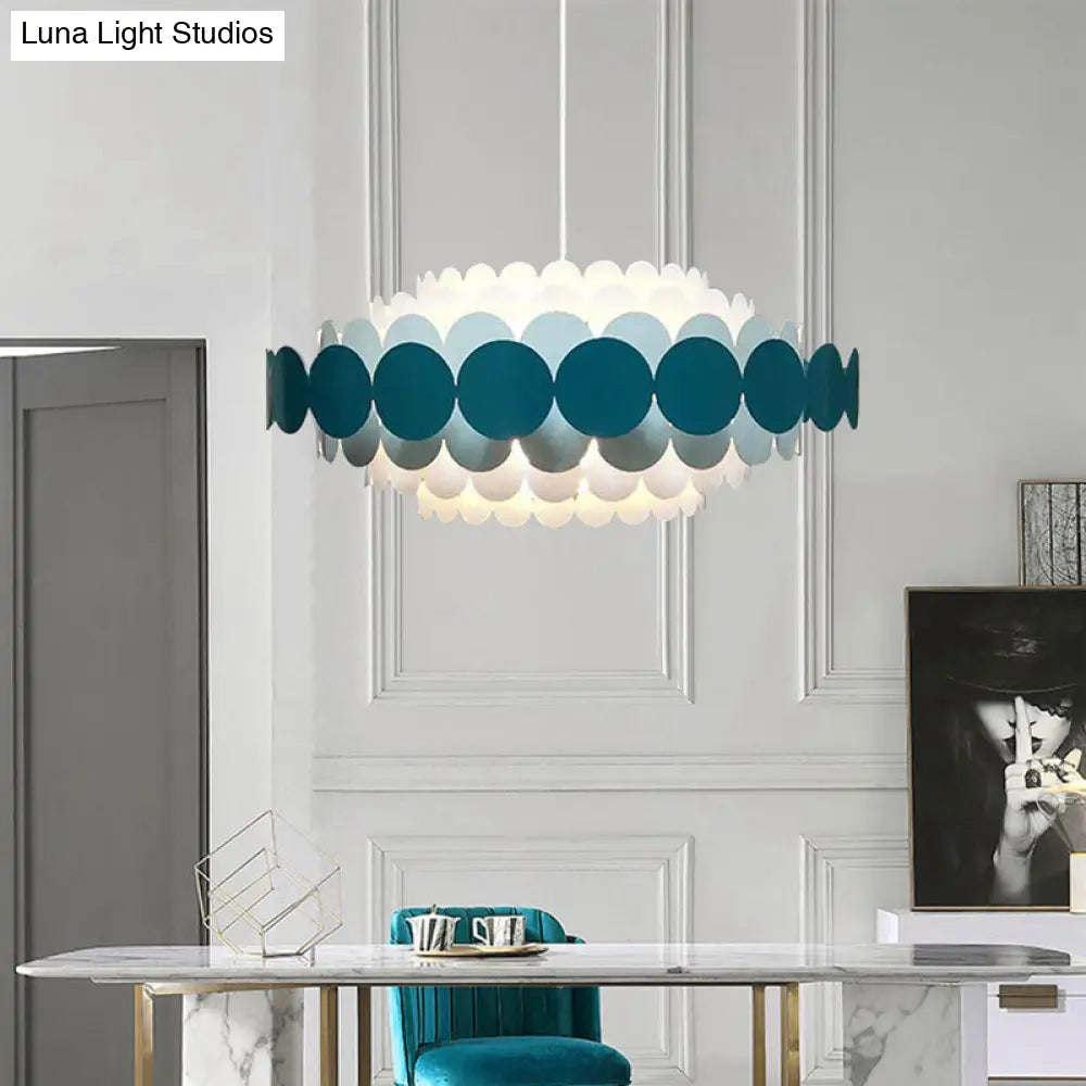 Contemporary Led Acrylic Oval Chandelier - Wide Black/Blue/Red Pendant Lamp