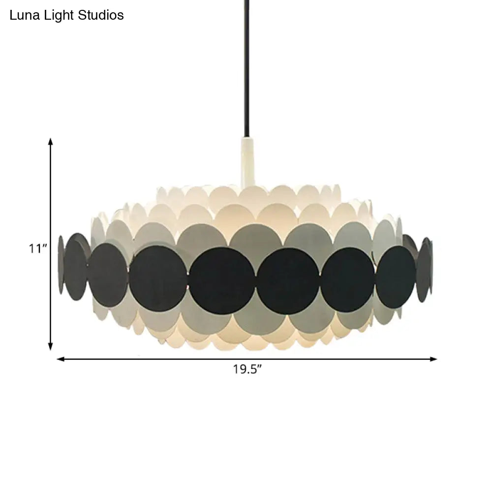 Contemporary Led Acrylic Oval Chandelier - Wide Black/Blue/Red Pendant Lamp