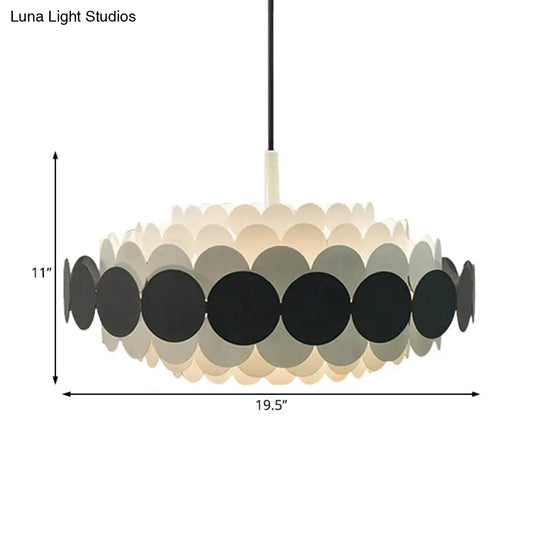 Contemporary Led Acrylic Oval Chandelier - Wide Black/Blue/Red Pendant Lamp