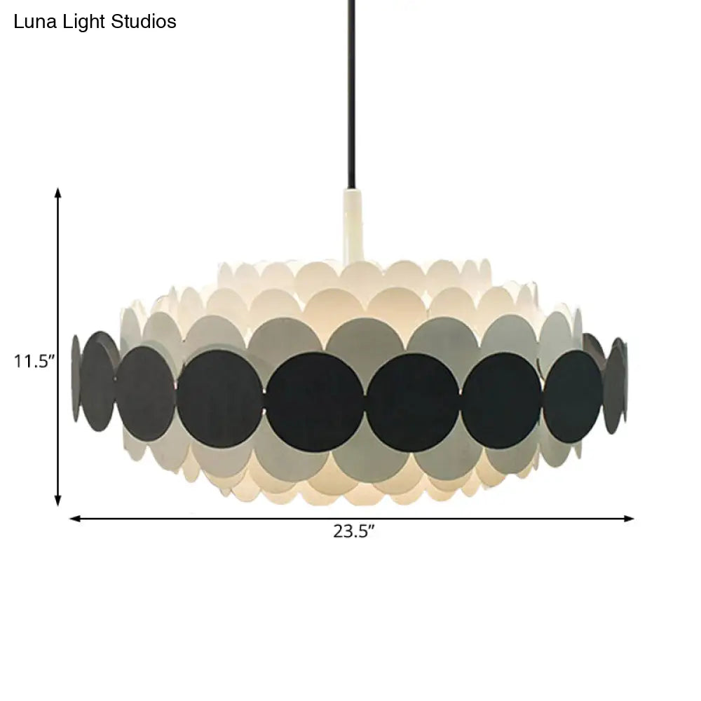 Contemporary Led Acrylic Oval Chandelier - Wide Black/Blue/Red Pendant Lamp