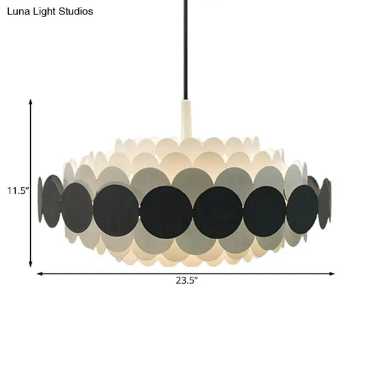 Contemporary Led Acrylic Oval Chandelier - Wide Black/Blue/Red Pendant Lamp