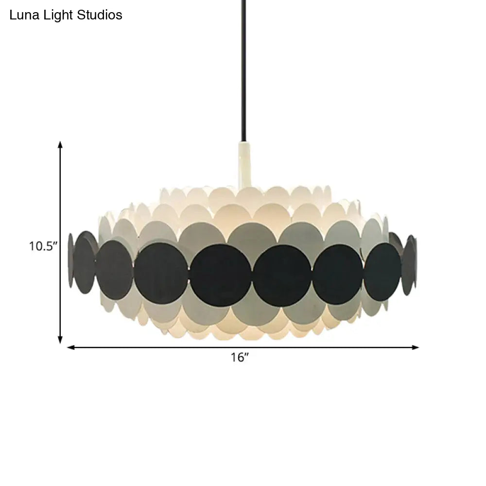 Contemporary Led Acrylic Oval Chandelier - Wide Black/Blue/Red Pendant Lamp