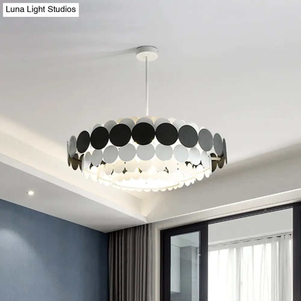 Contemporary Led Acrylic Oval Chandelier - Wide Black/Blue/Red Pendant Lamp