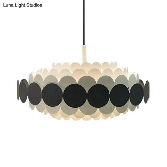 Contemporary Led Acrylic Oval Chandelier - Wide Black/Blue/Red Pendant Lamp