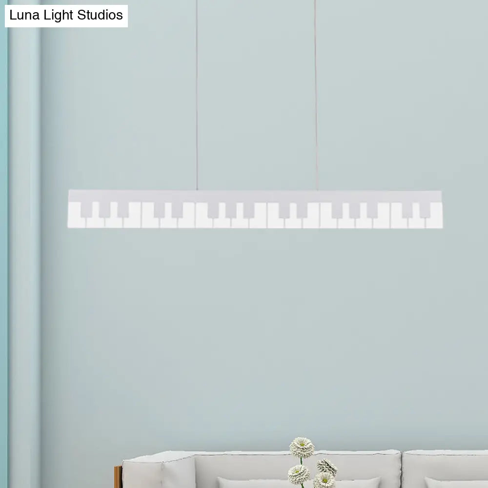 Contemporary Led Acrylic Pendant Ceiling Light In White/Black Piano Key Shape - 3 Options