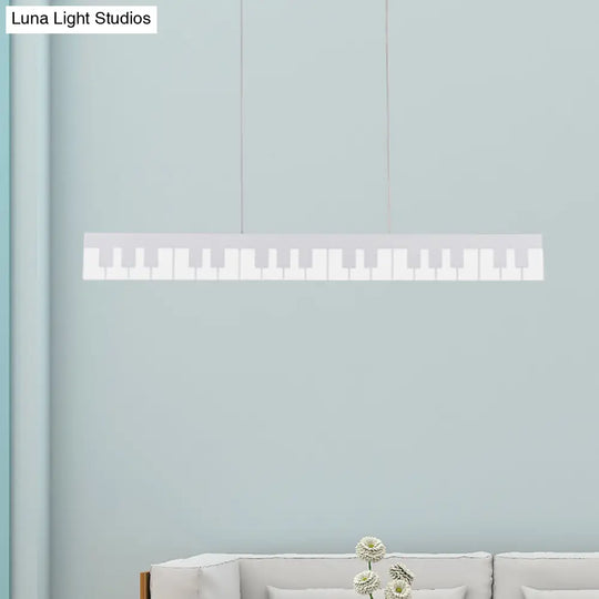 Contemporary Led Acrylic Pendant Ceiling Light In White/Black Piano Key Shape - 3 Options