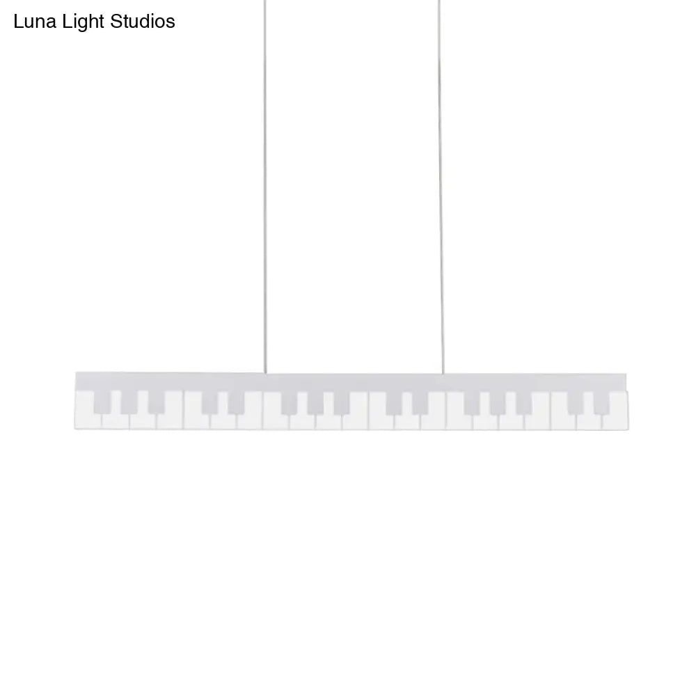 Contemporary Led Acrylic Pendant Ceiling Light In White/Black Piano Key Shape - 3 Options