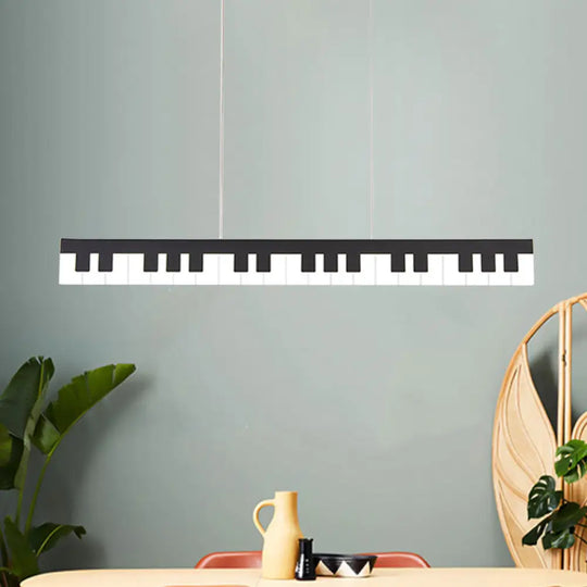 Contemporary Led Acrylic Pendant Ceiling Light In White/Black Piano Key Shape - 3 Options Black /