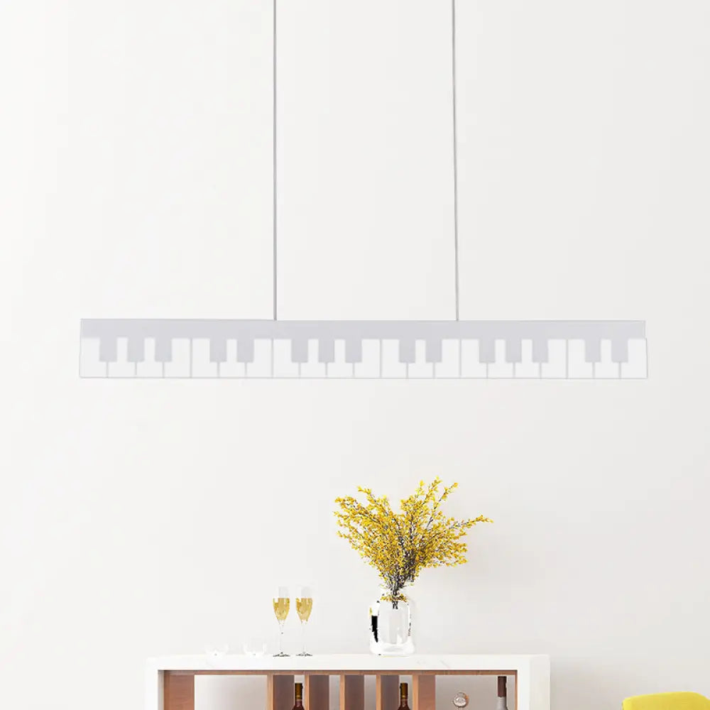 Contemporary Led Acrylic Pendant Ceiling Light In White/Black Piano Key Shape - 3 Options White /