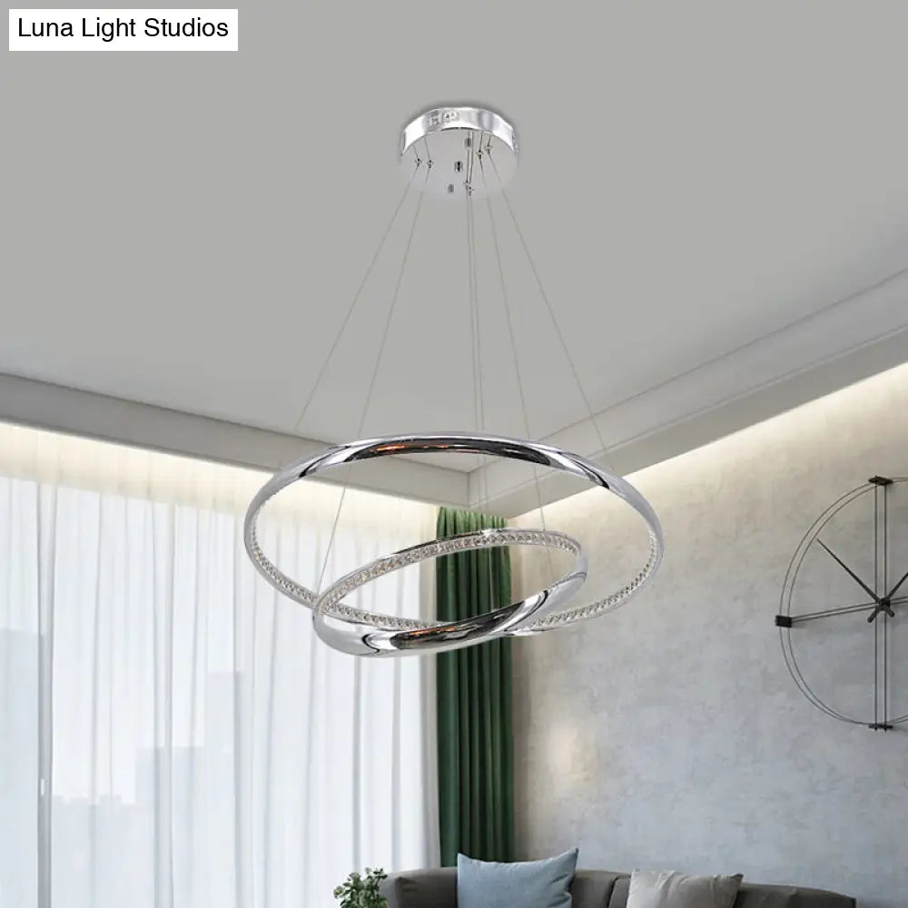 Contemporary Led Acrylic Ring Chandelier Pendant - Warm/White Light