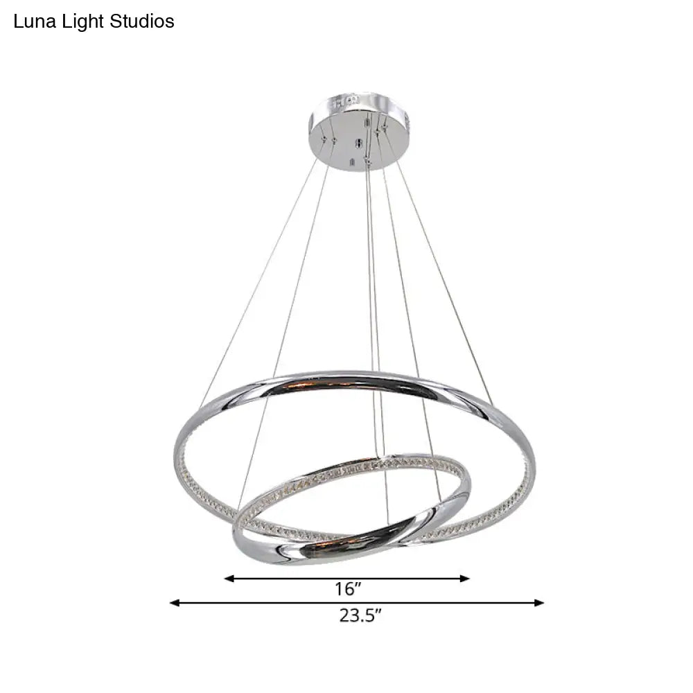 Contemporary Led Acrylic Ring Chandelier Pendant - Warm/White Light