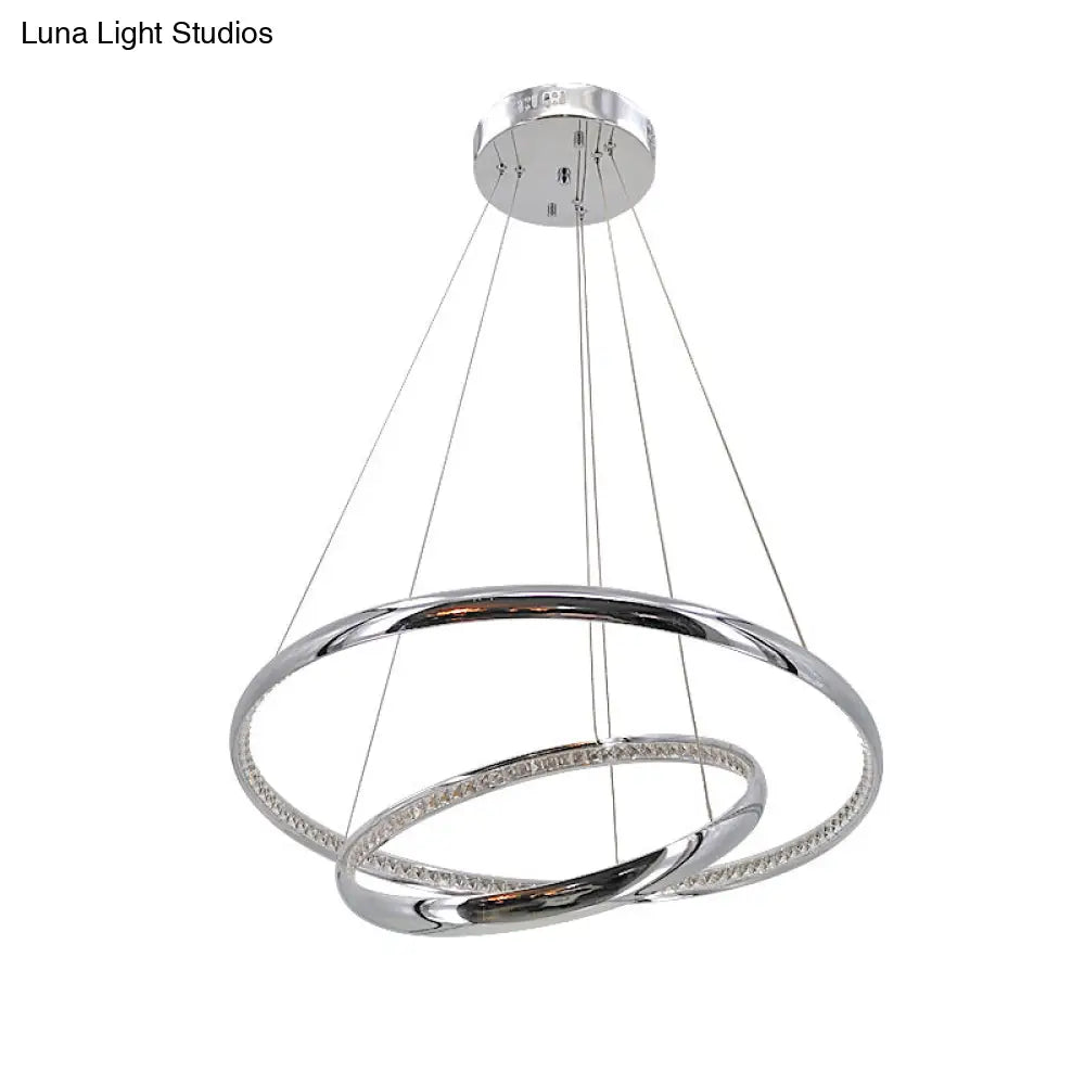 Contemporary Led Acrylic Ring Chandelier Pendant - Warm/White Light