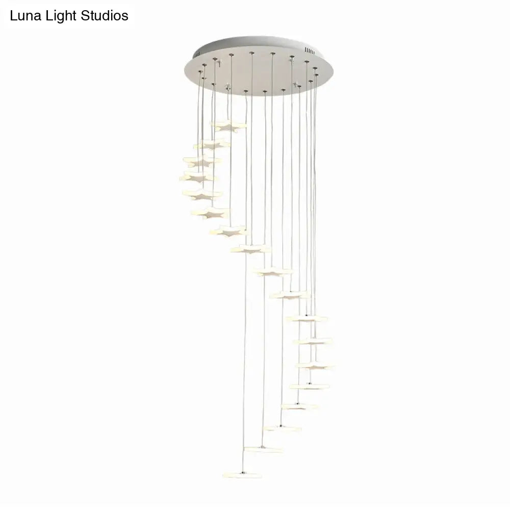 Spiral Hanging Star Lights - Led Cluster Pendant In Warm/White Light