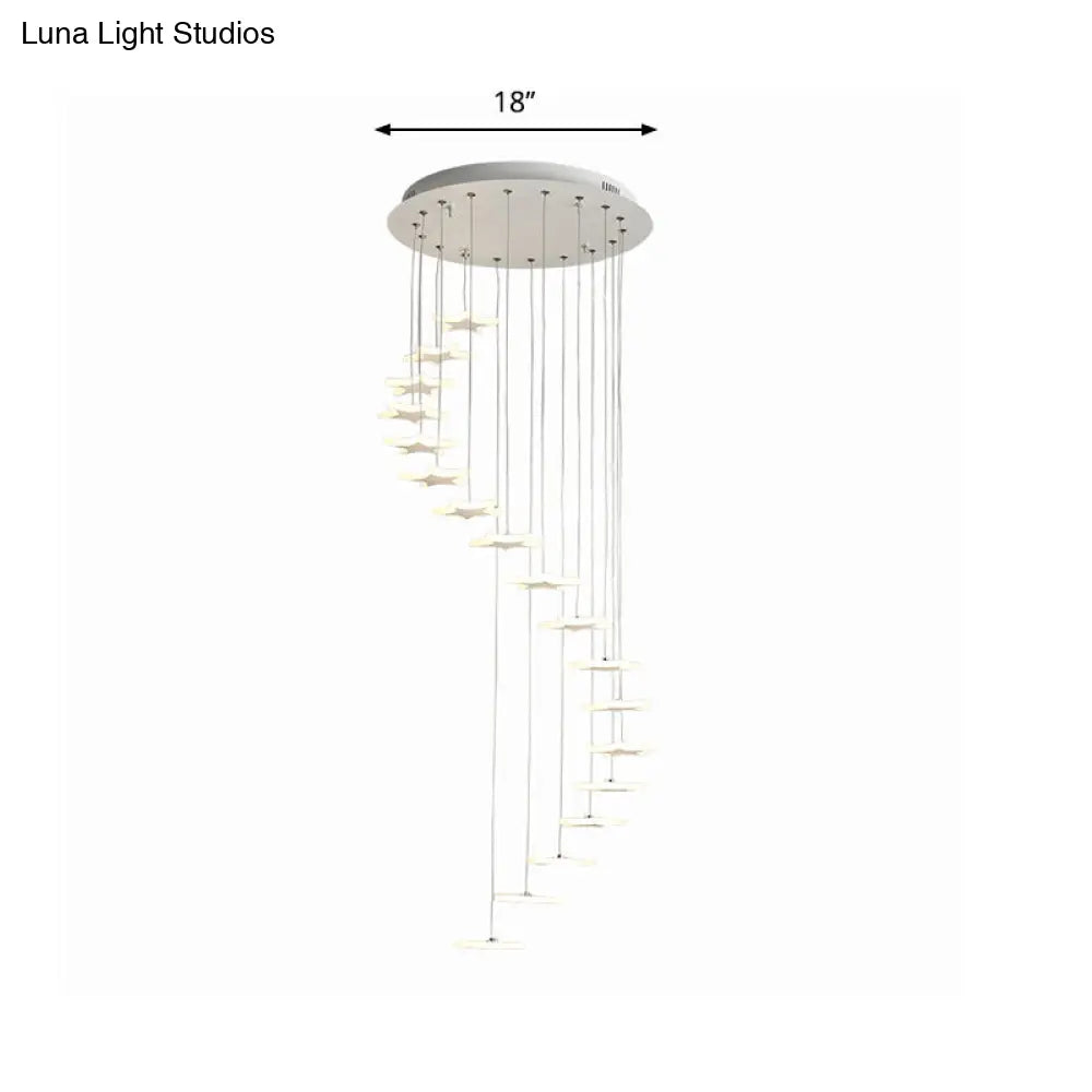 Spiral Hanging Star Lights - Led Cluster Pendant In Warm/White Light