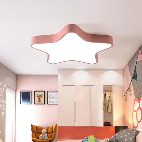 Contemporary Led Acrylic Star Shade Flush Light Fixture For Bedroom Pink / Small