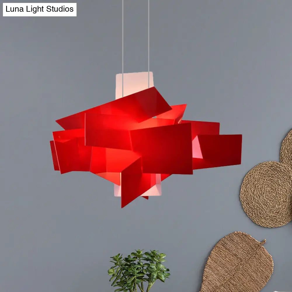 Contemporary Led Acrylic Suspension Light - White/Red Ideal For Over Dining Table Red