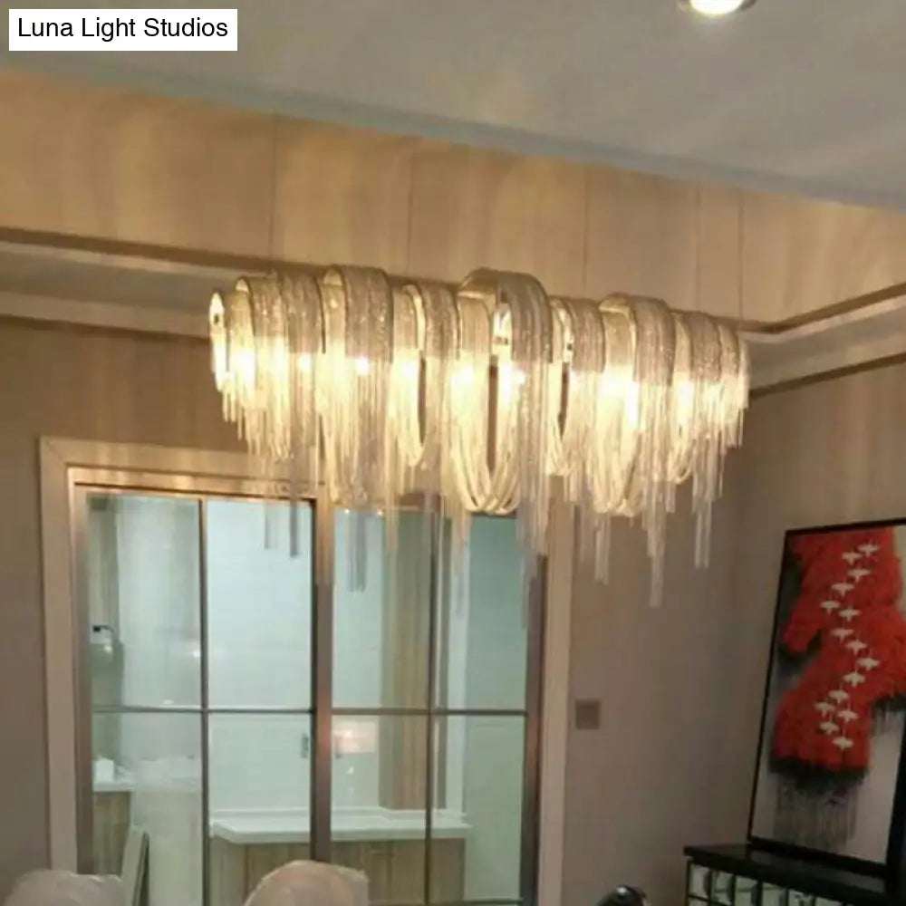 Contemporary Led Chainmail Chandelier: Aluminum Suspension Pendant Light For Living Room Gold