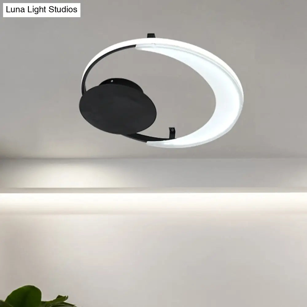 Contemporary Led Bedroom Ceiling Flush Mount With Acrylic Shade In Black 16.5’/20.5’ Wide