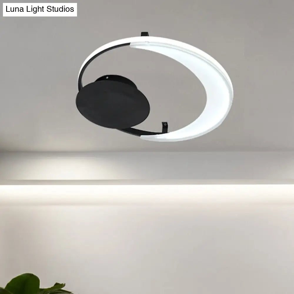 Contemporary Led Bedroom Ceiling Flush Mount With Acrylic Shade In Black 16.5/20.5 Wide