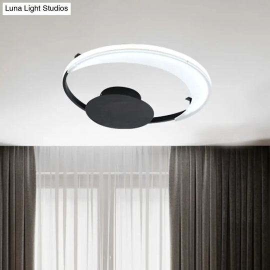 Contemporary Led Bedroom Ceiling Flush Mount With Acrylic Shade In Black 16.5’/20.5’ Wide