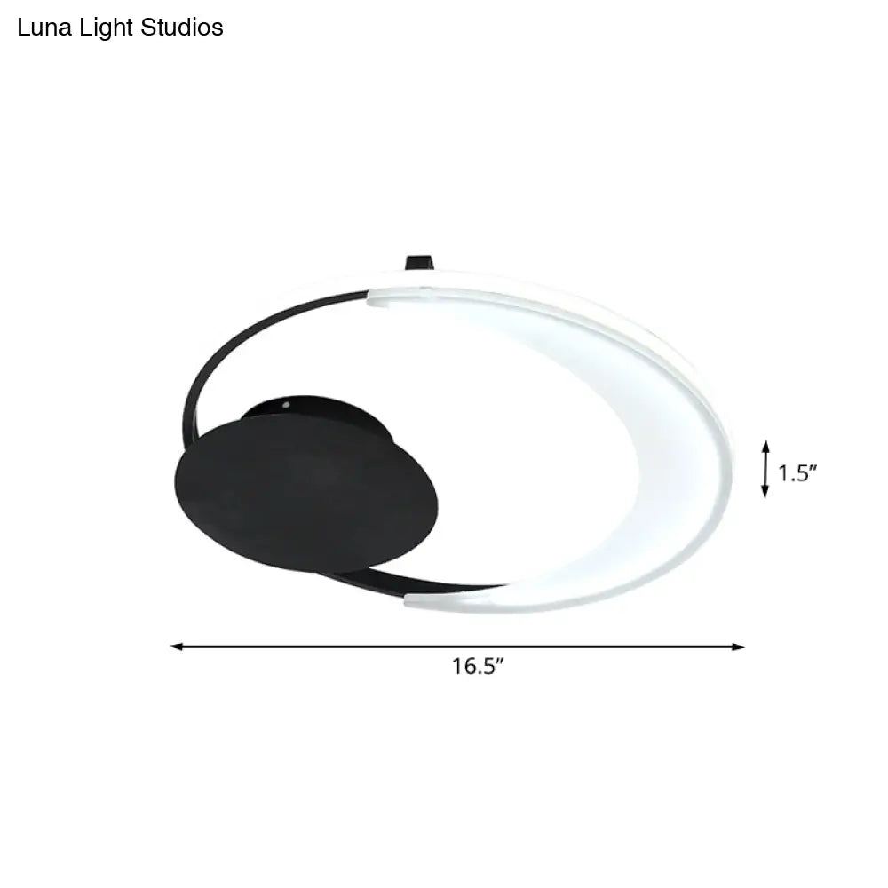 Contemporary Led Bedroom Ceiling Flush Mount With Acrylic Shade In Black 16.5/20.5 Wide