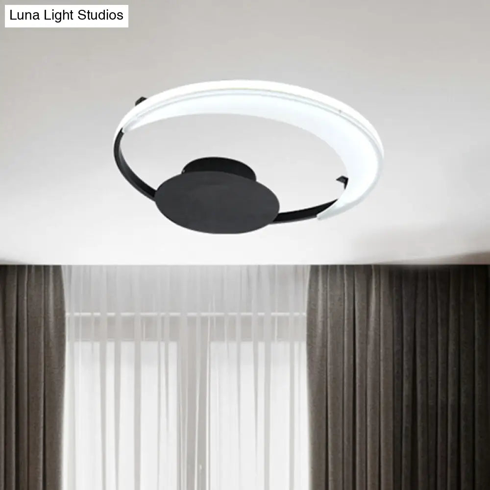 Contemporary Led Bedroom Ceiling Flush Mount With Acrylic Shade In Black 16.5/20.5 Wide