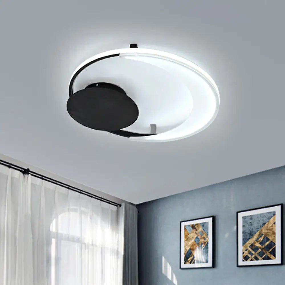 Contemporary Led Bedroom Ceiling Flush Mount With Acrylic Shade In Black 16.5’/20.5’ Wide / 16.5’