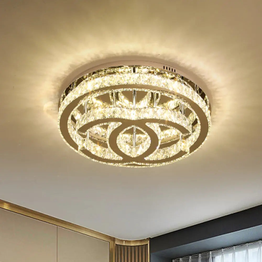 Contemporary Led Bedroom Ceiling Light In Chrome With Double C Shape Design