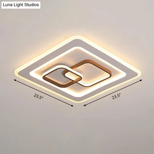 Contemporary Led Bedroom Flush Mount Lamp In White - Acrylic Square Design