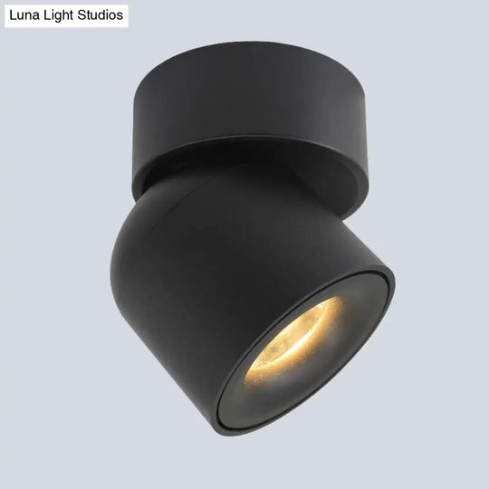 Contemporary Led Black Aluminum Flush Mount Cylinder Light With Adjustable Warm/Natural Lighting