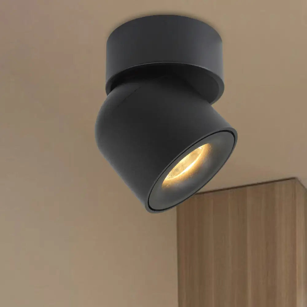 Contemporary Led Black Aluminum Flush Mount Cylinder Light With Adjustable Warm/Natural Lighting /