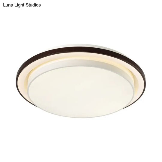 Contemporary Led Black & White Round Iron Flush Light Ceiling Lamp - 19.5’/31.5’ Dia Acrylic