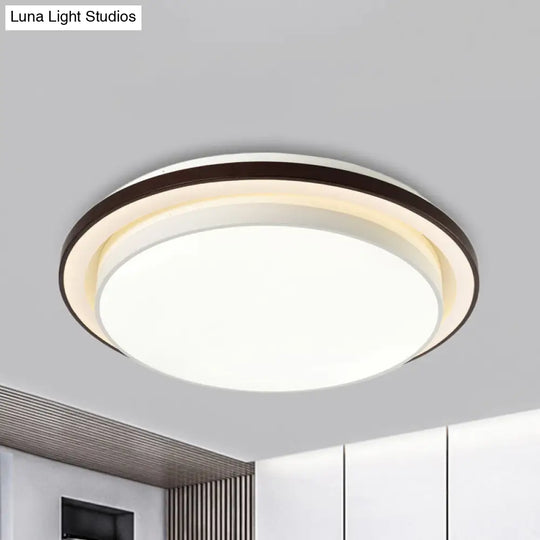 Contemporary Led Black & White Round Iron Flush Light Ceiling Lamp - 19.5/31.5 Dia Acrylic Diffuser