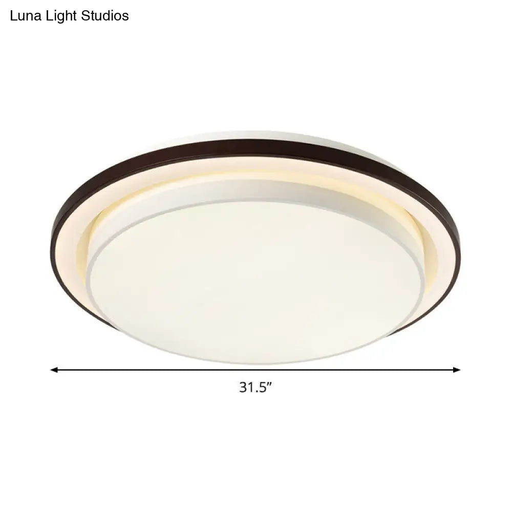 Contemporary Led Black & White Round Iron Flush Light Ceiling Lamp - 19.5/31.5 Dia Acrylic Diffuser