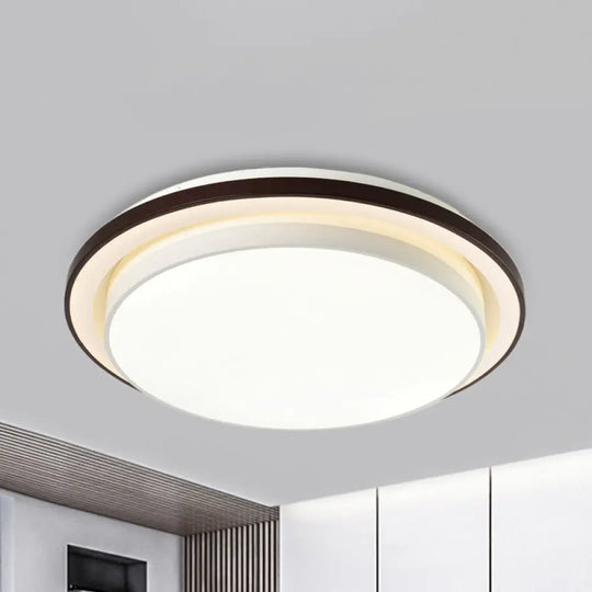 Contemporary Led Black & White Round Iron Flush Light Ceiling Lamp - 19.5’/31.5’ Dia Acrylic