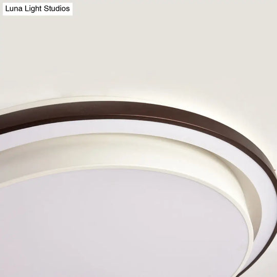 Contemporary Led Black & White Round Iron Flush Light Ceiling Lamp - 19.5/31.5 Dia Acrylic Diffuser