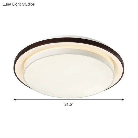 Contemporary Led Black & White Round Iron Flush Light Ceiling Lamp - 19.5’/31.5’ Dia Acrylic