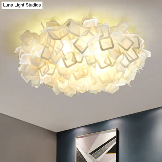 Contemporary Led Blossoming Flower Acrylic Flush Mount Ceiling Light Fixture In White/Black/Blue