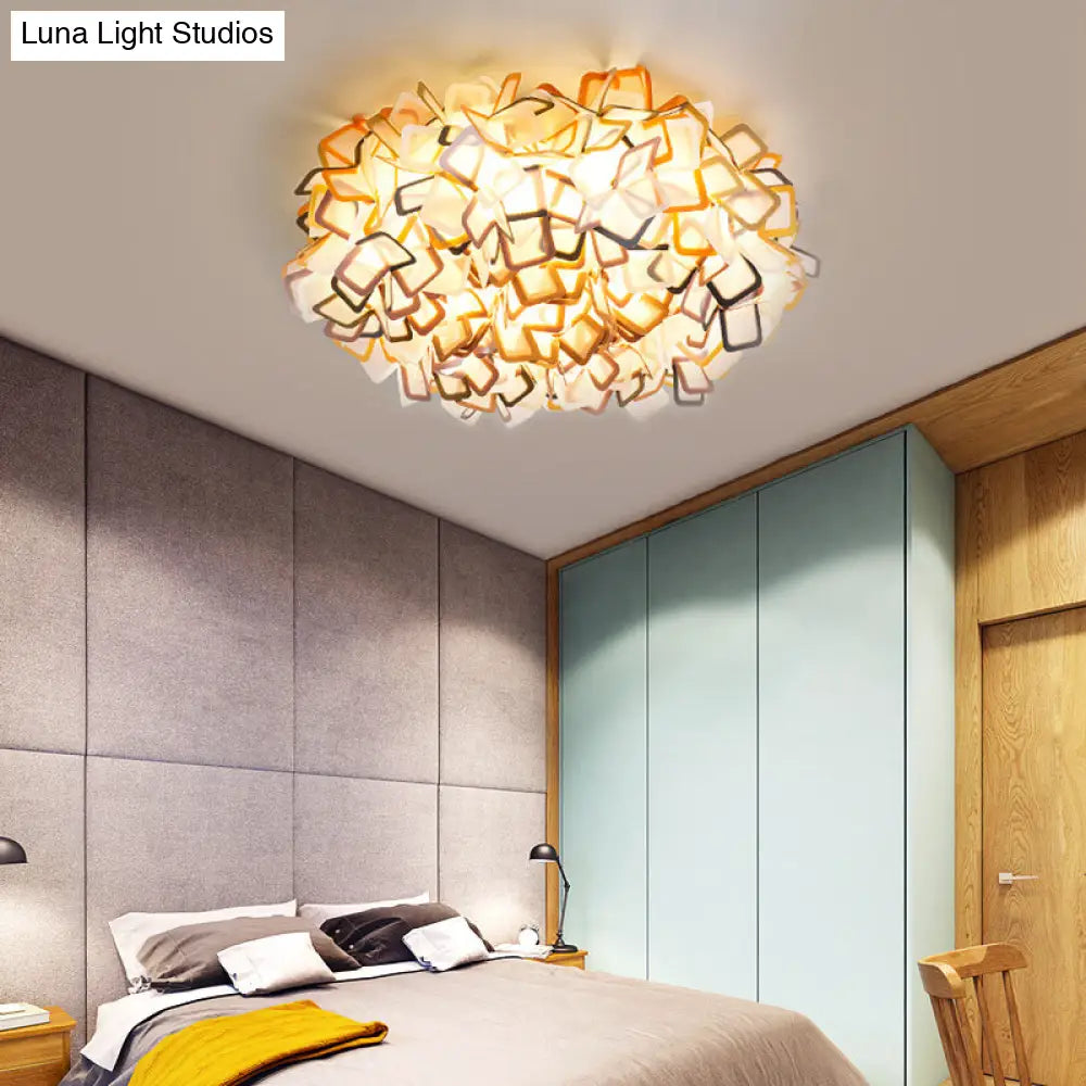 Contemporary Led Blossoming Flower Acrylic Flush Mount Ceiling Light Fixture In White/Black/Blue