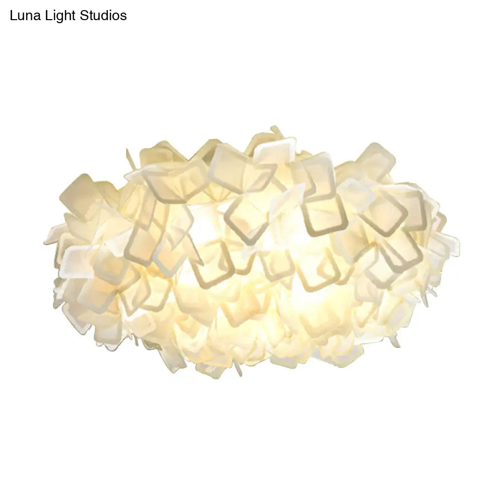 Contemporary Led Blossoming Flower Acrylic Flush Mount Ceiling Light Fixture In White/Black/Blue