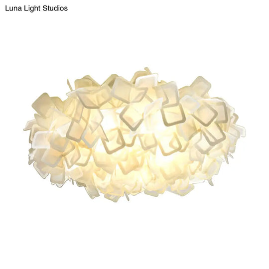 Contemporary Led Blossoming Flower Acrylic Flush Mount Ceiling Light Fixture In White/Black/Blue